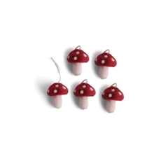 Mini-svampe, røde - sæt á 5 ~ Én Gry & Sif